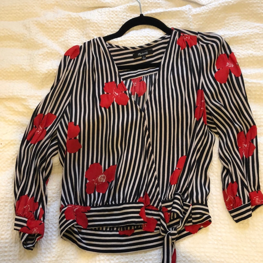 Madewell striped floral blouse